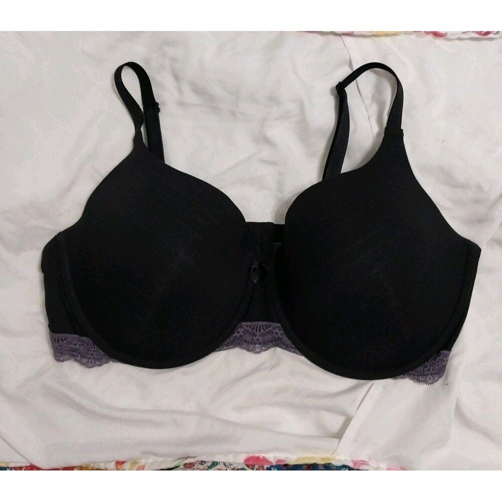 Adore Me Women's Bra Black With Lavender Lace Underwire 40DD RN 142341